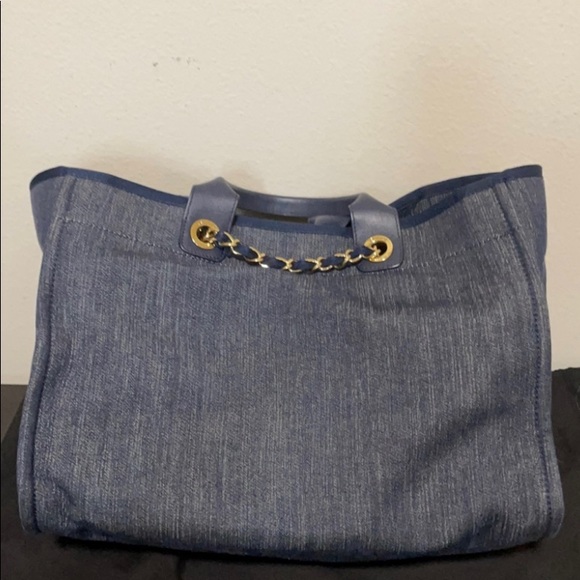 Chanel Medium Denim Deauville Tote Blue - Picture 5 of 14